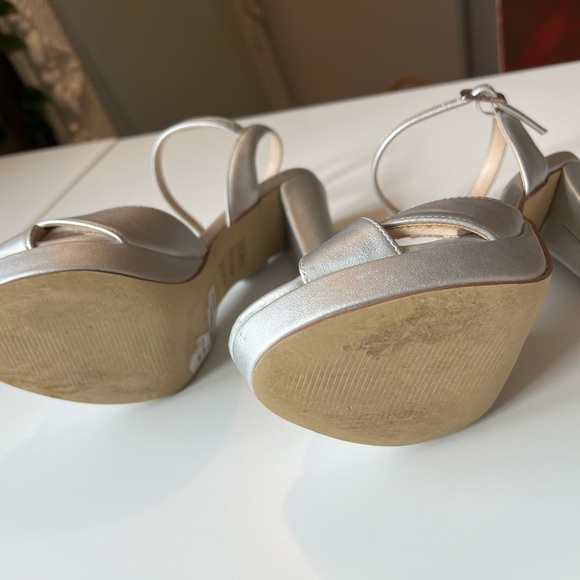 Criss Cross Silver Leather Platform Sandal - Picture 6 of 11